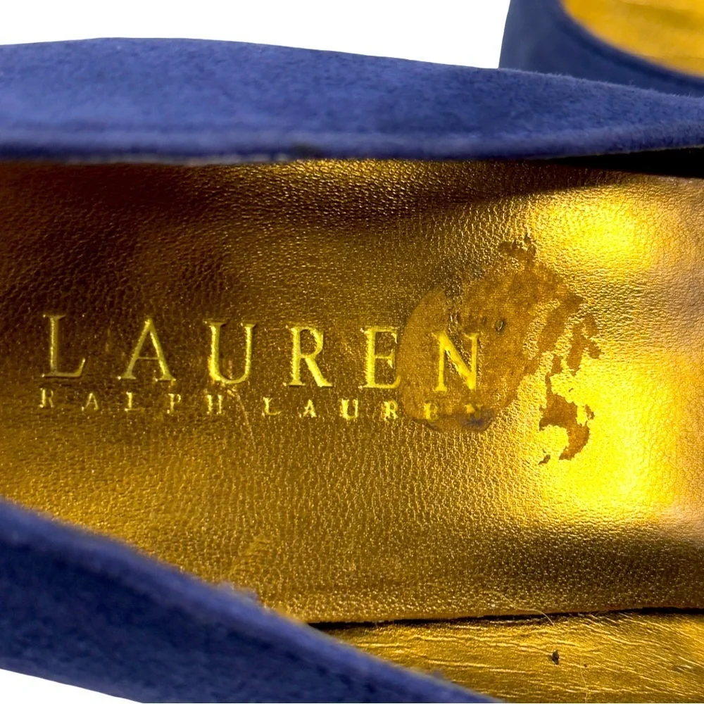 Lauren Ralph Lauren Rylie Blue Suede Heels Size 8